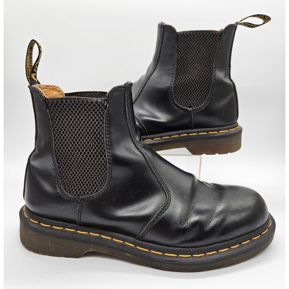 Dr. Martens | 2976 Chelsea Smooth Black Leather Yellow Stitch Boots Women's Sz 7
